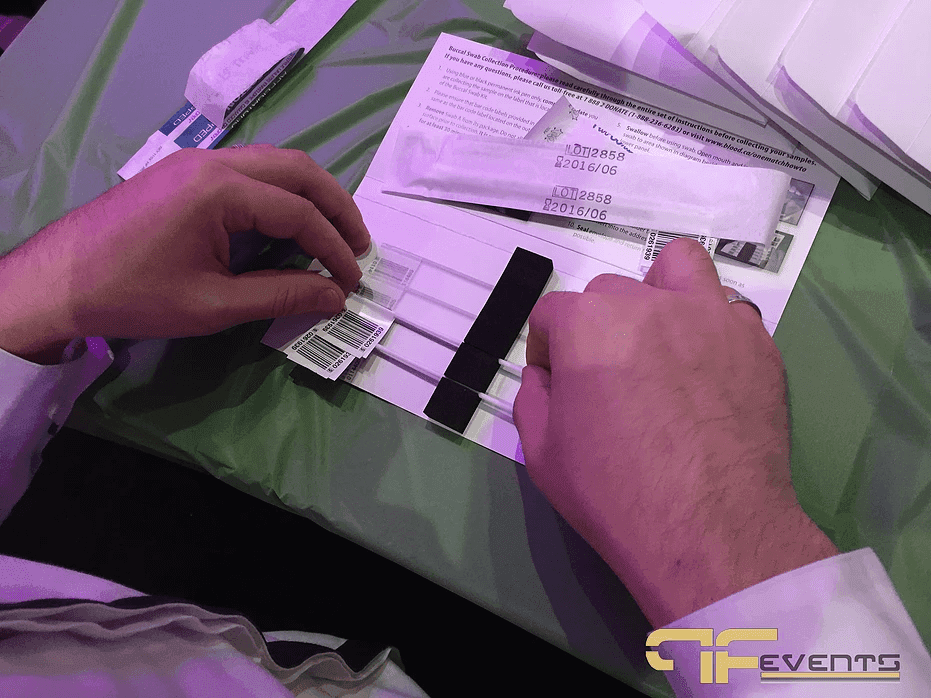 Registrant labelling cheek-swab samples for the OneMatch registry