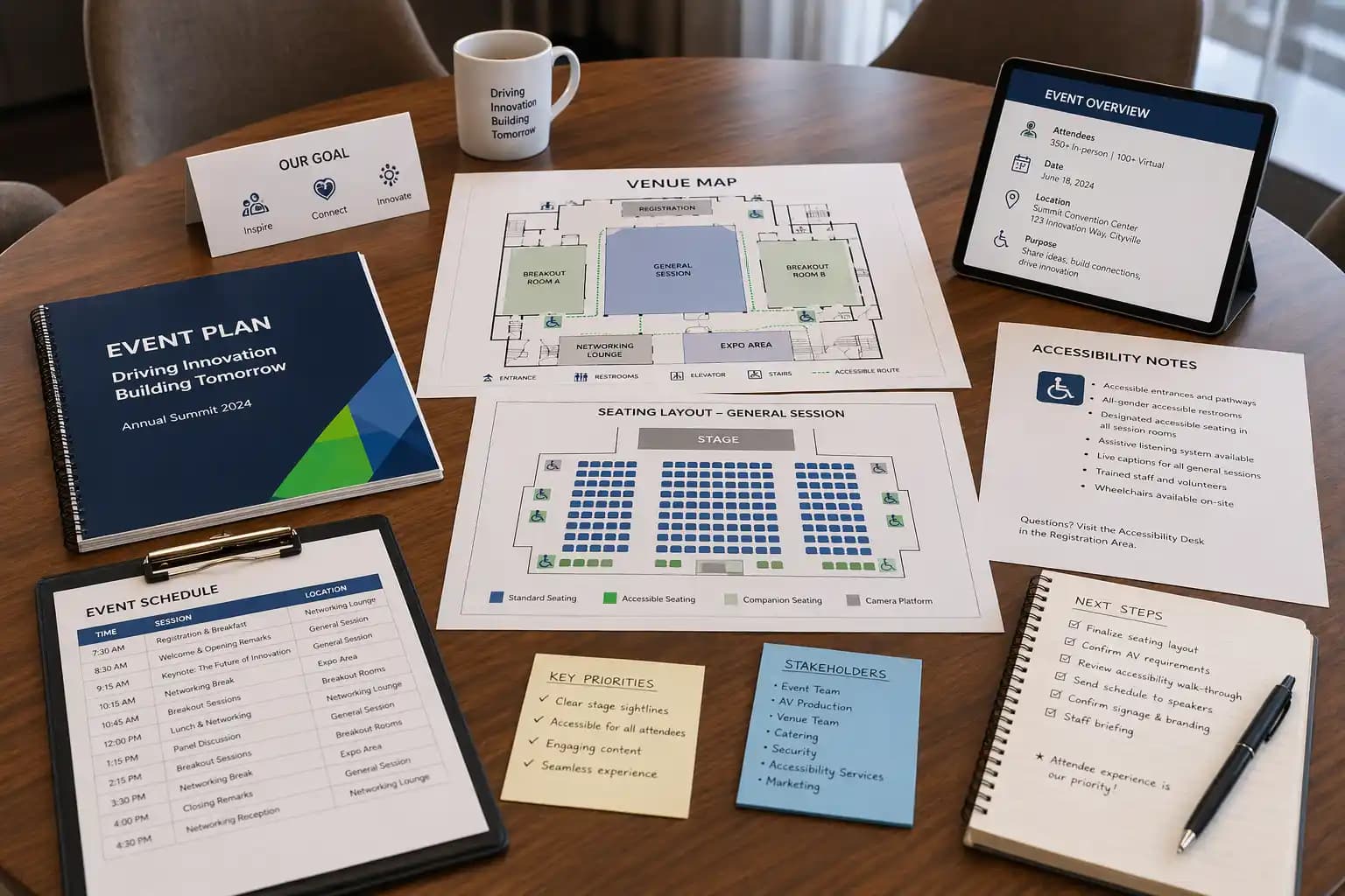 accessible event planning checklist and room layout